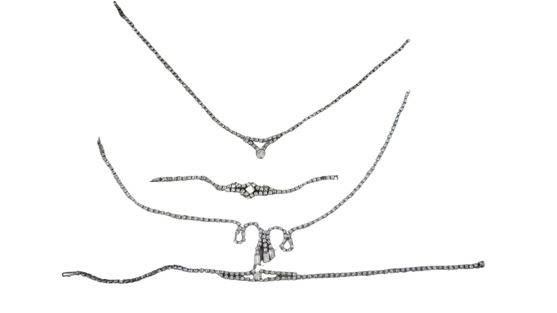 4 VINTAGE RHINESTONE JEWELRY PIECES (1 of 2)