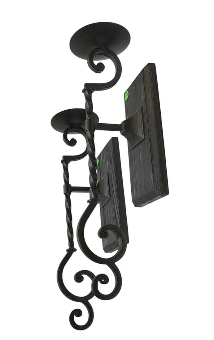 PAIR OF RUSTIC WALL MOUNTED CANDLE HOLDERS (1 of 2)