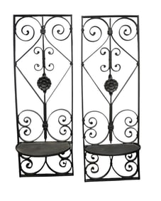 DECORATIVE WROUGHT IRON WALL SHELVES