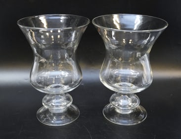 PAIR OF VINTAGE GLASS HURRICANE VASES