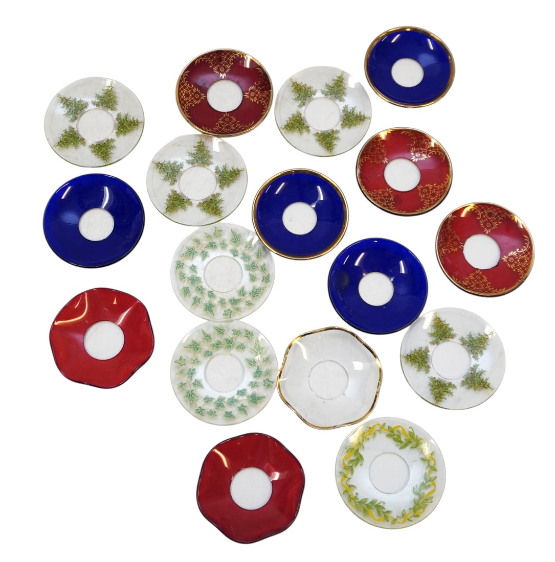 15 VINTAGE GLASS BOBECHE DRIP GUARDS (1 of 4)