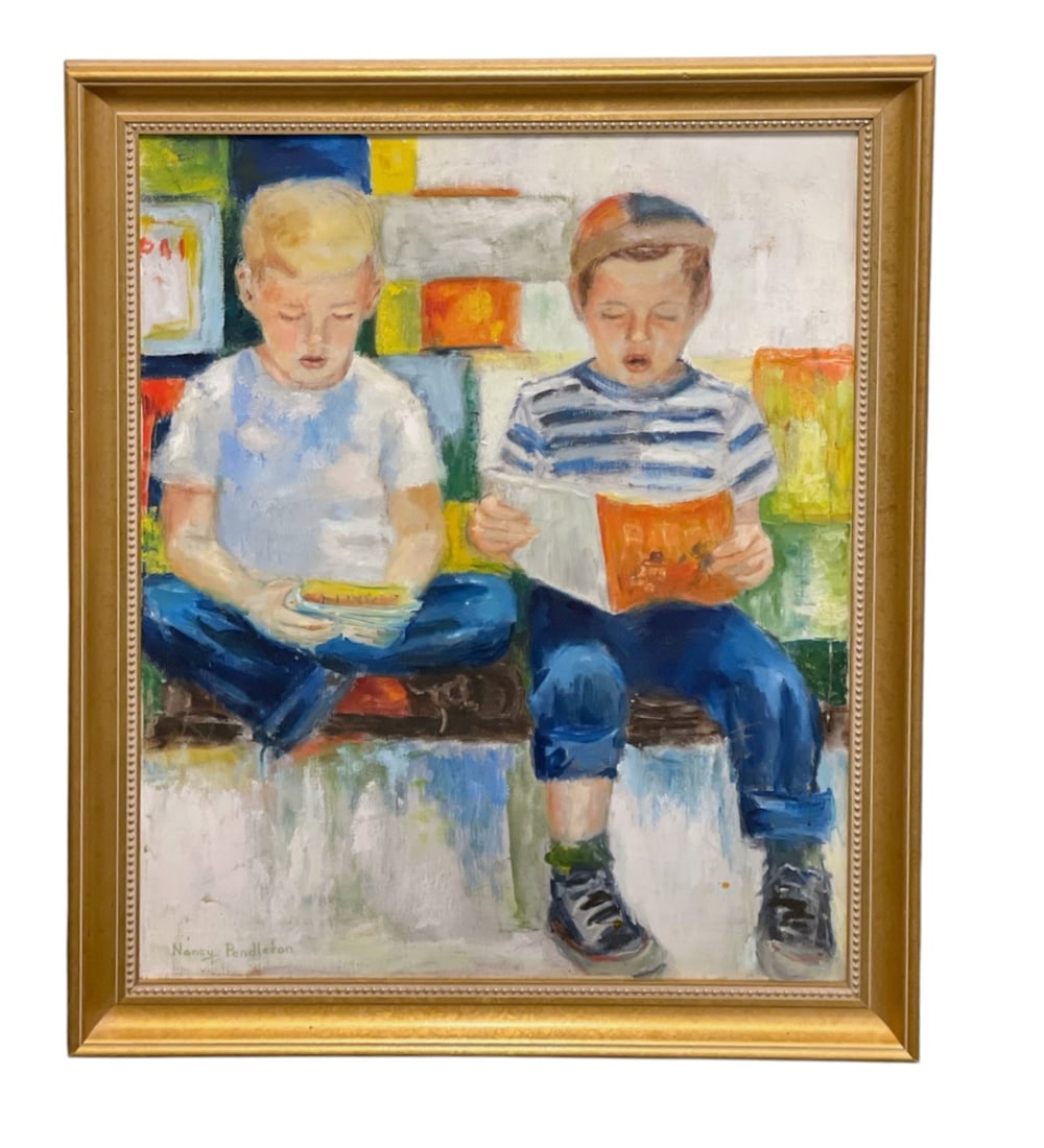 OIL ON CANVAS "BROTHERS" NANCY PENDLETON (1 of 4)