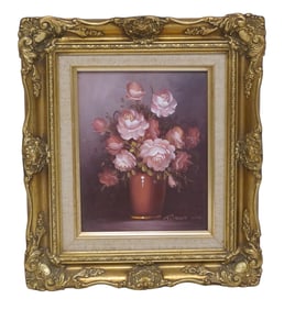 VINTAGE ROBERT COX (1934-2001) OIL ON BOARD ROSES