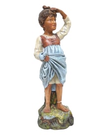 ANTIQUE PLASTER 1904 ITALIAN GIRL STATUE