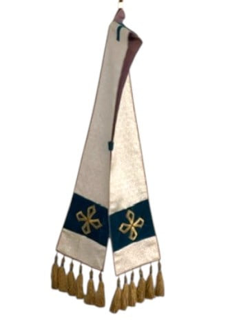 2 ECCLESIASTICAL SILK DAMASK STOLES - 3