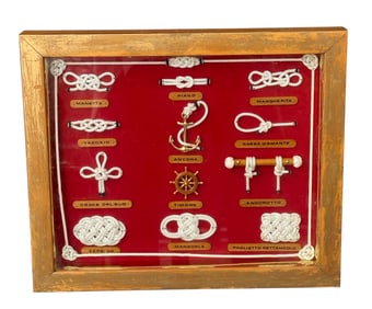 VINTAGE FRAMED NAUTICAL KNOT DISPLAY, ITALY