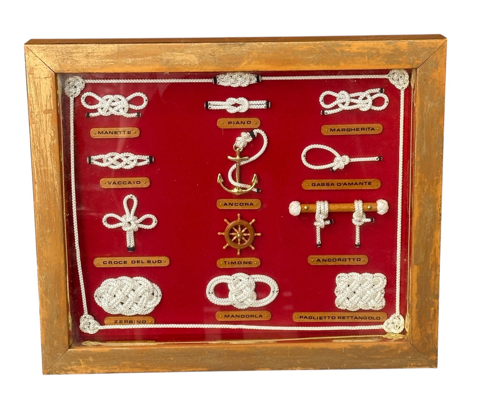 VINTAGE FRAMED NAUTICAL KNOT DISPLAY, ITALY (1 of 1)