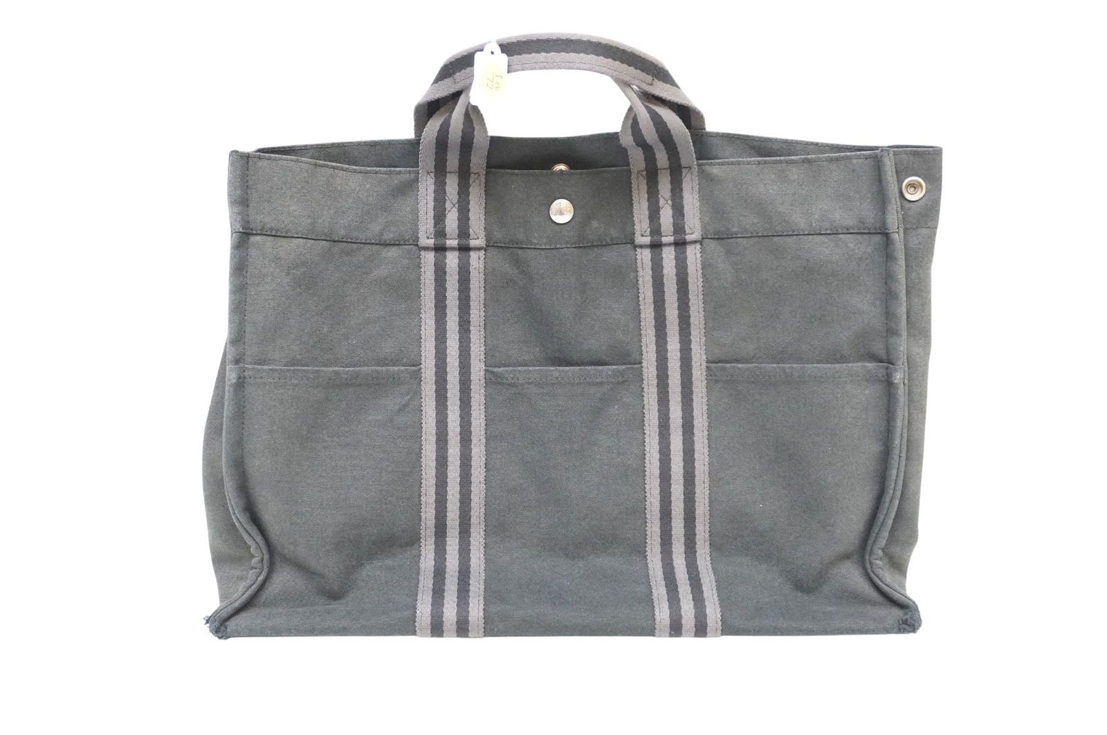 HERMES CANVAS TOTE BLACK AND GRAY (1 of 13)