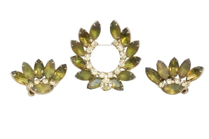 1950S JULIANA GREEN GIVRE RHINESTONE DEMI PARURE