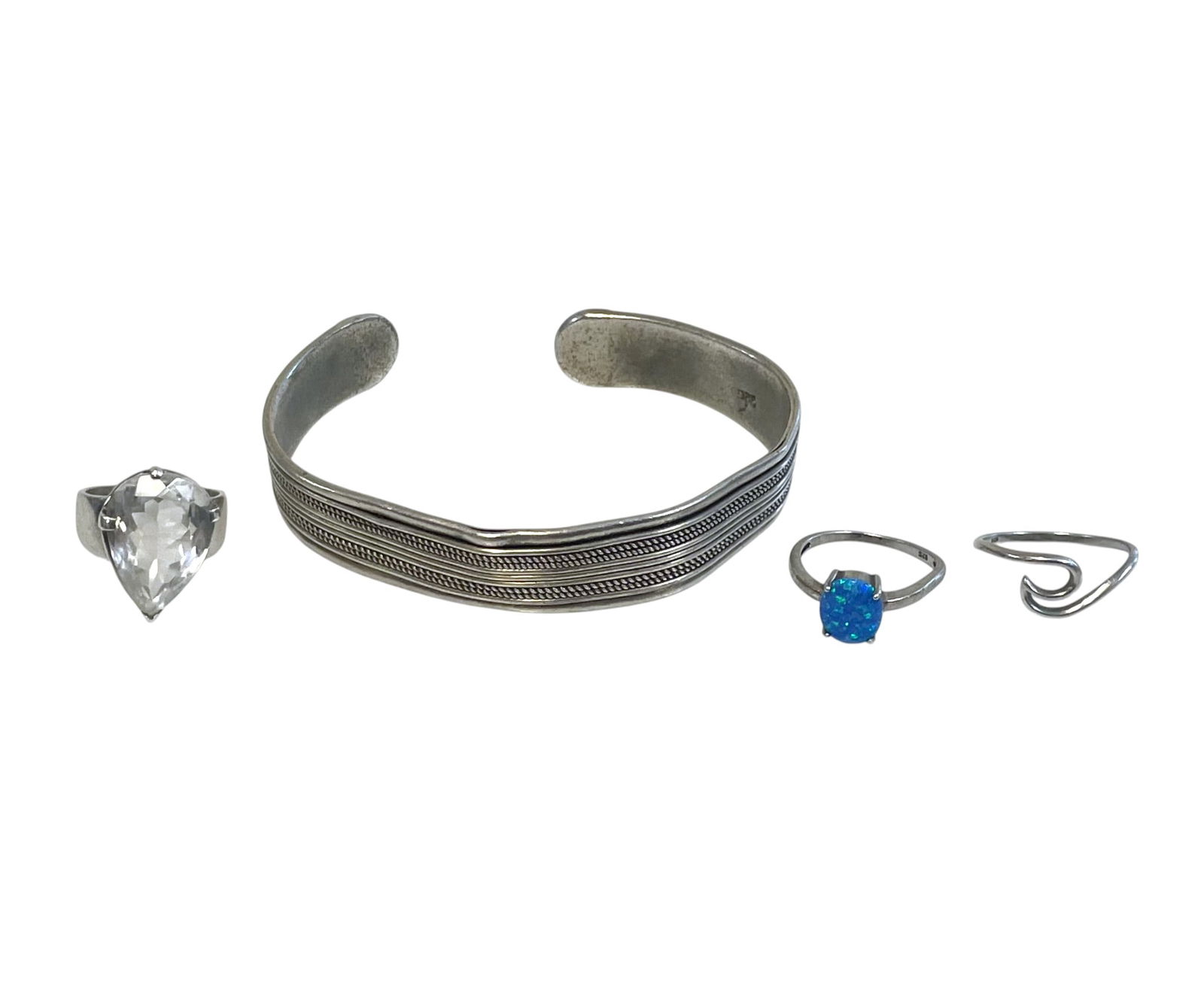 STERLING RINGS & NAVAJO CUFF BRACELET- 4pc (1 of 2)