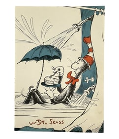 DR SEUSS AUTOGRAPHED BOOK PAGE I LIKE TO EAT CAKE IN A TUB
