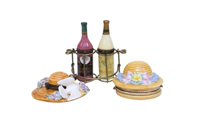 4 PORCELAIN TRINKET BOXES LIMOGES STYLE