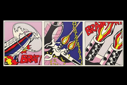 ROY LICHTENSTEIN 'AS I OPENED FIRE' TRIPTYCH SET OF 3, ONE SIGNED,  STEDELIJK MUSEUM
