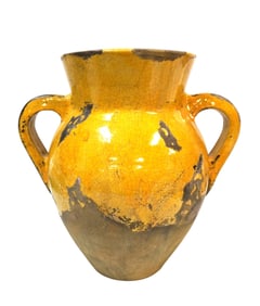 LARGE ANTIQUE FRENCH OCHRE TERRACOTTA CONFIT POT