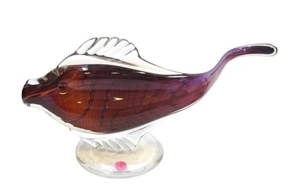 LARGE HAL DAVID BERGER SIGNED ART GLASS FISH