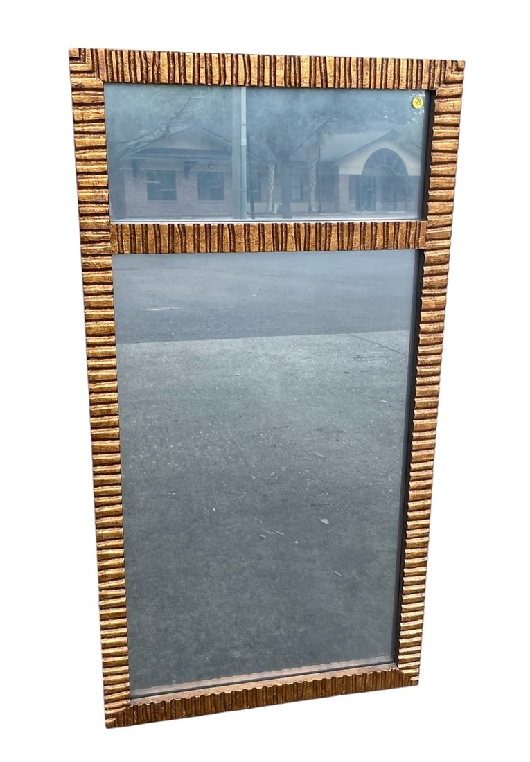 LARGE MID CENTURY CARVED WOOD GILT MIRROR (1 of 7)