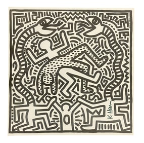 SIGNED KEITH HARING SNAKES DUCK ROCK OFFSET LITHOGRAPH