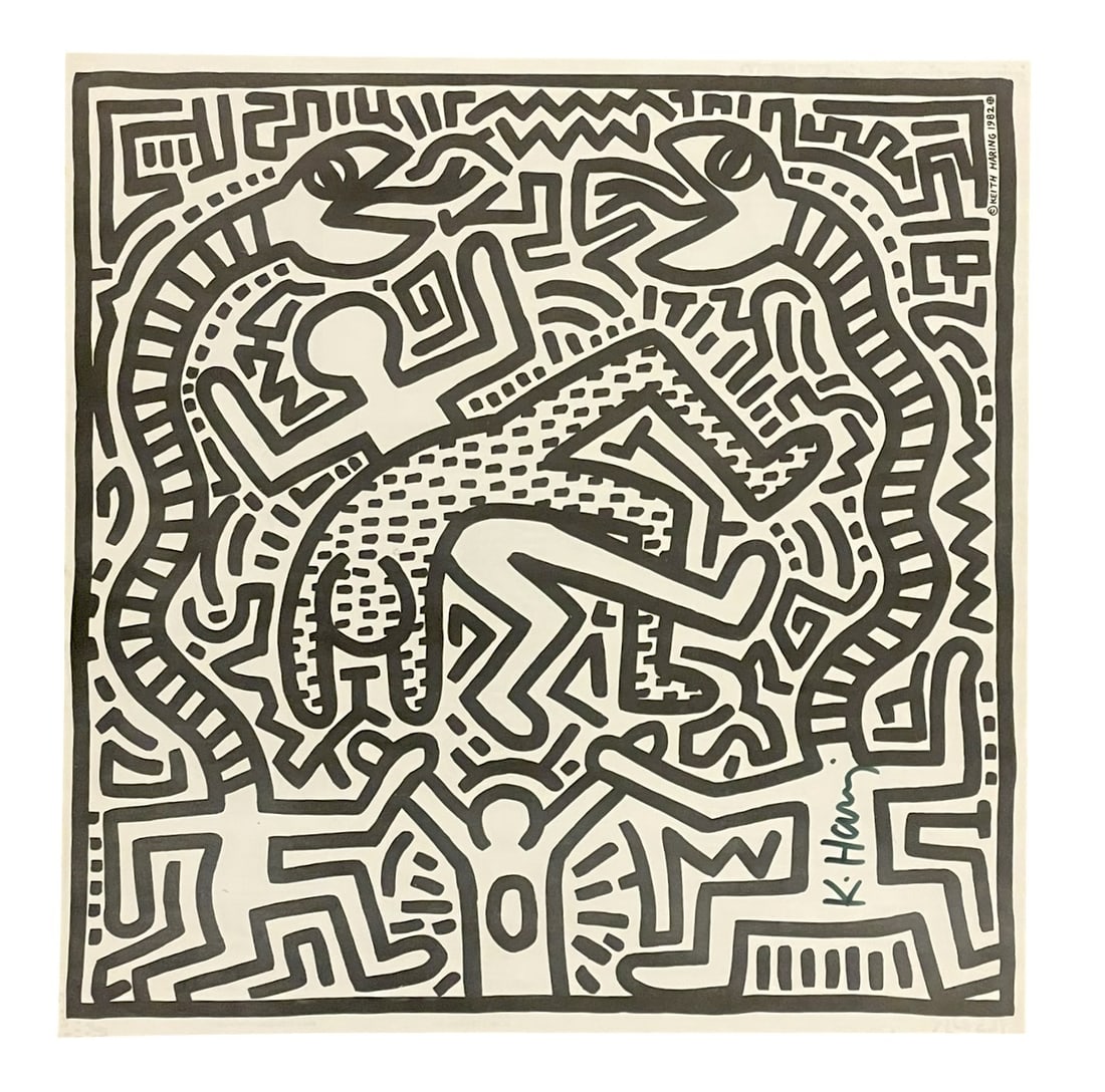 SIGNED KEITH HARING SNAKES DUCK ROCK OFFSET LITHOGRAPH (1 of 7)