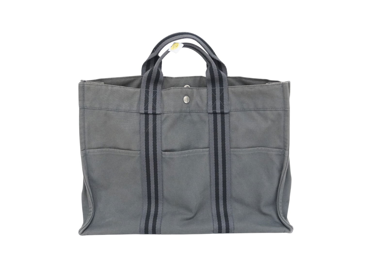 HERMES CANVAS TOTE GREY AND BLACK (1 of 5)