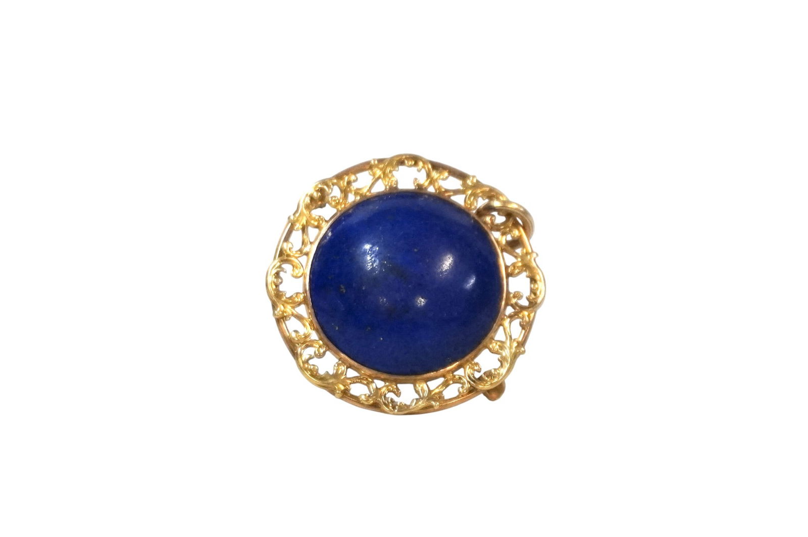 ESTATE 14k YELLOW GOLD LAPIS LAZULI BROOCH / PENDANT (1 of 5)