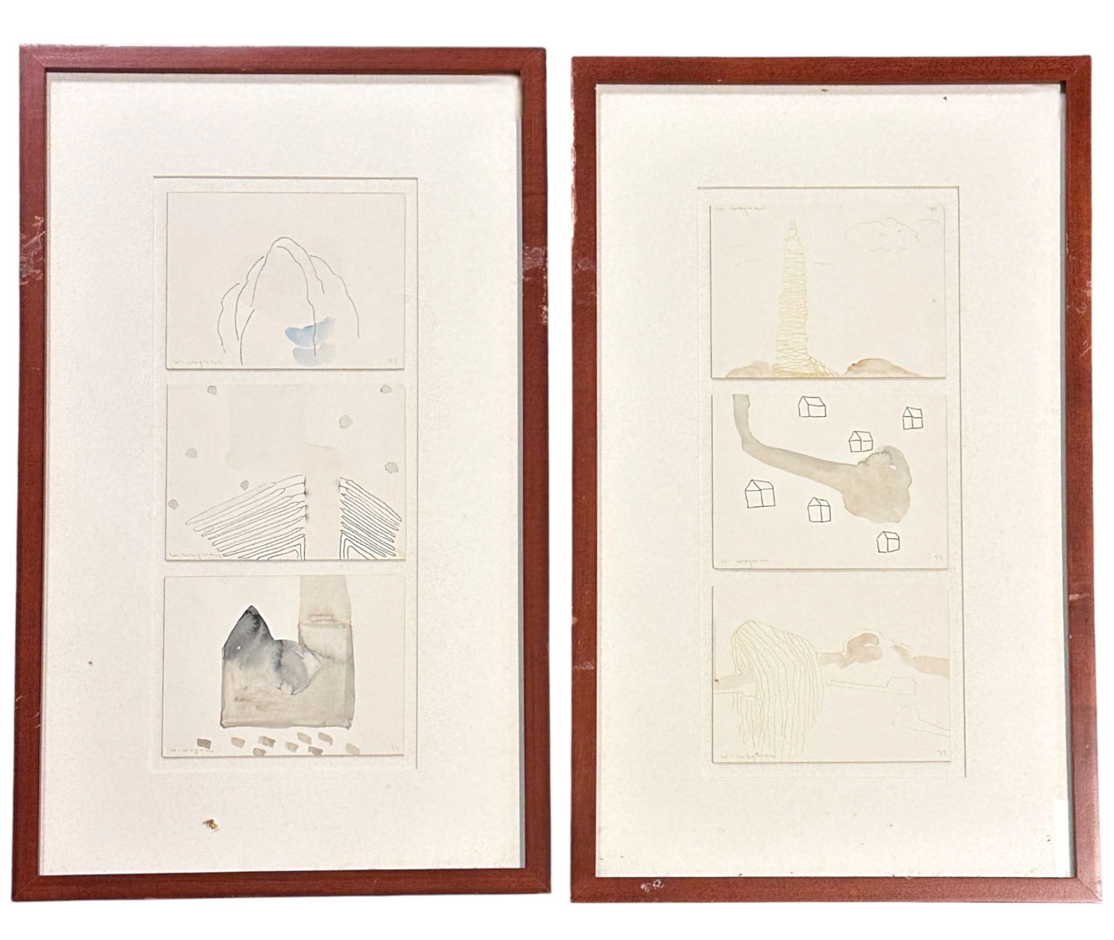 6 CONTEMPORARY W WAGNER IN 2 FRAMES WATERCOLORS (1 of 9)