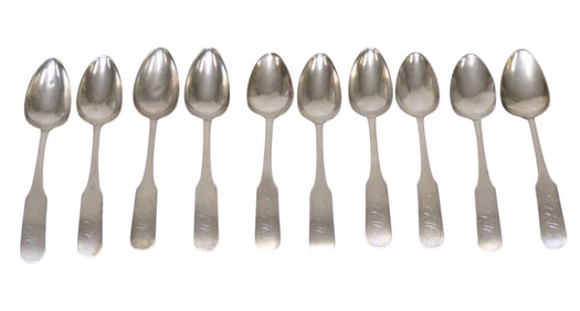10 CLARK & PELLETREAU CHARLESTON COIN SILVER SPOONS