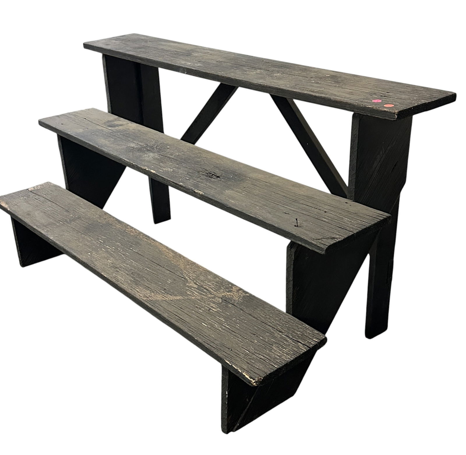 19TH C PRIMITIVE PAINTED STAIRS: Large Antique Primitive Painted Stairs. measures 25 3/4" x 50 1/4" x 23 1/2". PROVENANCE:The Historic 1798 John Burckmeyer House, 120 Wentworth Street, Charleston SC **In house shipping available on t