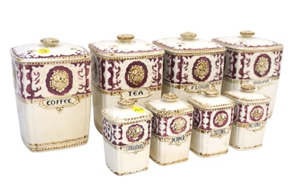 VINTAGE KITCHEN CANNISTER SET - 8 PIECES