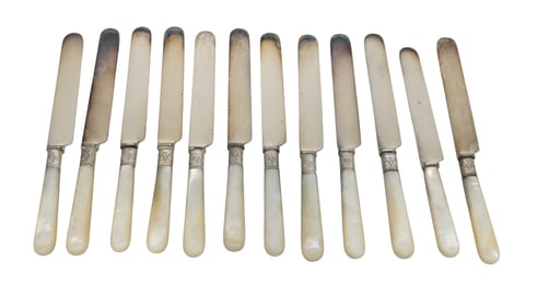12 1834 MOP HANDLE J. RUSSELL LUNCHEON KNIVES