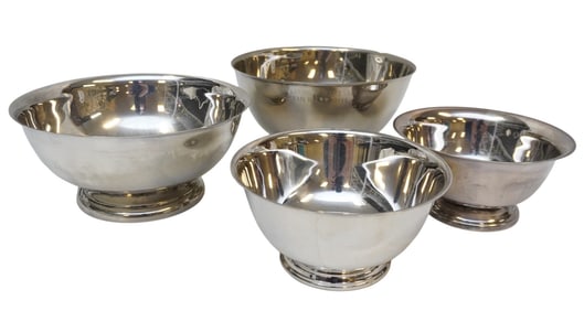 4 VINTAGE PAUL REVERE BOWLS SILVERPLATE