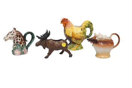 4 KITSCHY CERAMIC CREAMER PITCHERS