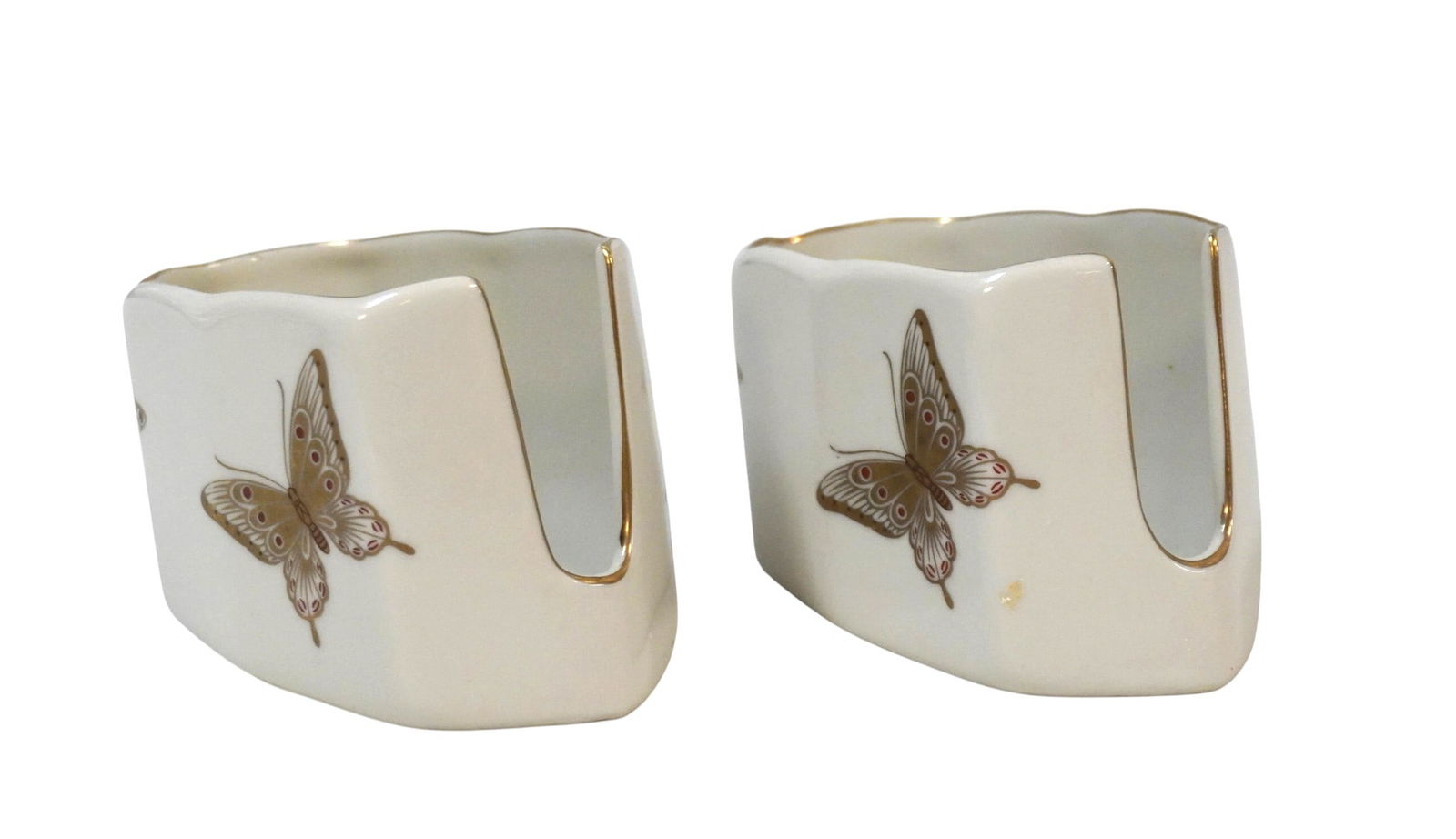 PAIR OF LEFTON BUTTERFLY SPOON RESTS: Pair of Lefton Butterfly Spoon Rests. Each measures 4.25" x 2.5" x 3", total lot weight is 12 oz. **In house shipping available on this lot** If you win this lot, please select self arranged for in ho