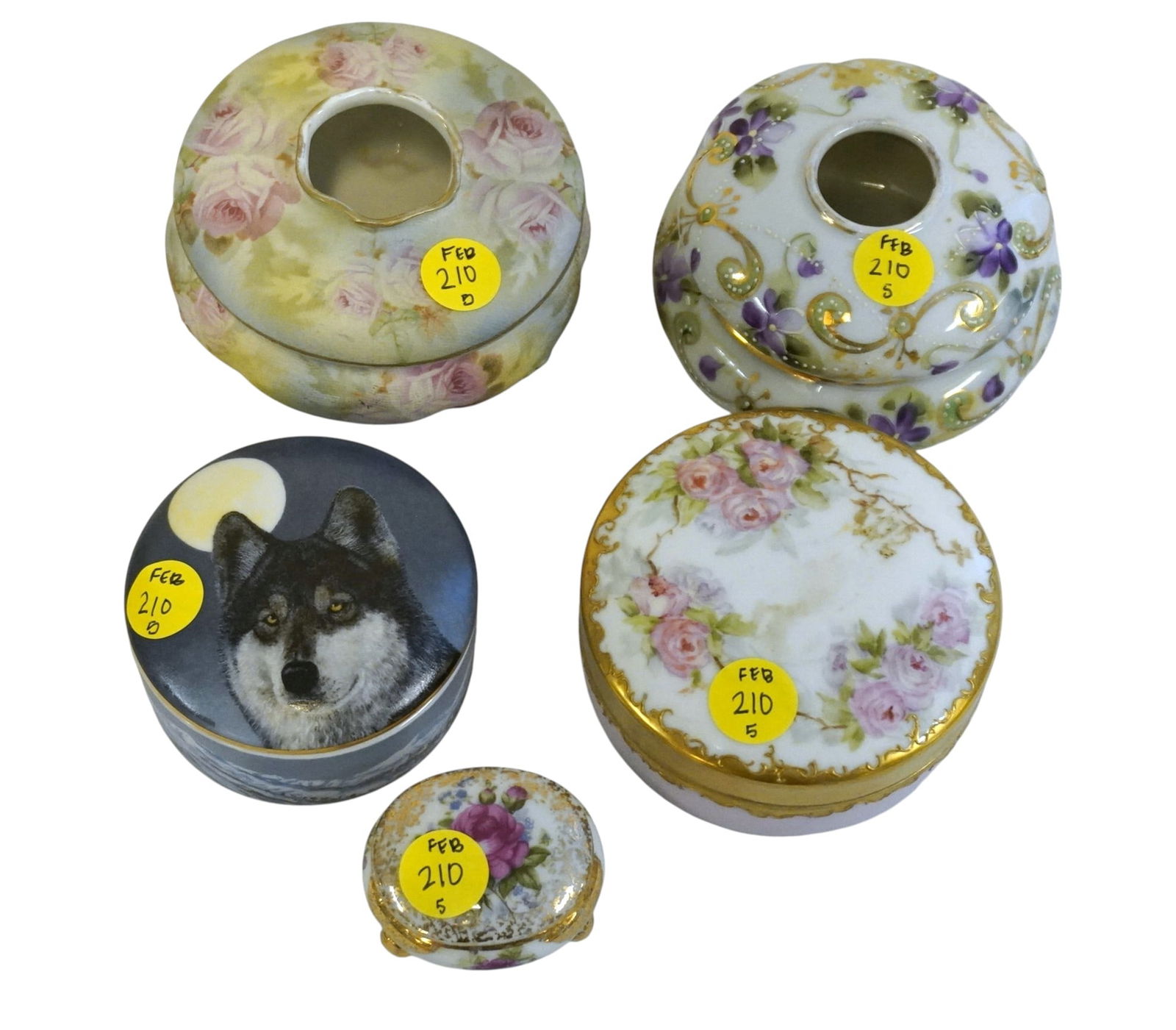 MISC. PORCELAIN VANITY ITEMS - 5 PIECES (1 of 6)