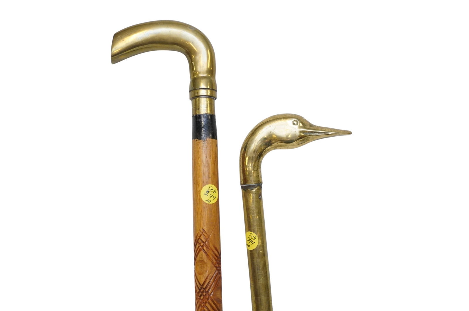 2 VINTAGE BRASS AND WOOD CANES (1 of 4)