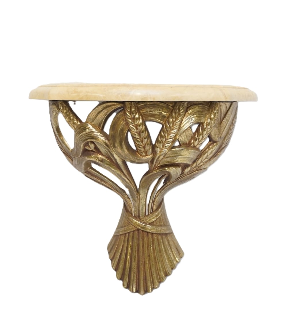 HOLLYWOOD REGENCY SYROCO ORNATE WALL SHELF: Vintage Hollywood Regency Syroco Wall Shelf.11"x6"x10 1/2". Weight 3 lbs 5 oz. PROVENANCE:The Historic 1798 John Burckmeyer House, 120 Wentworth Street, Charleston SC **In house shipping available on 