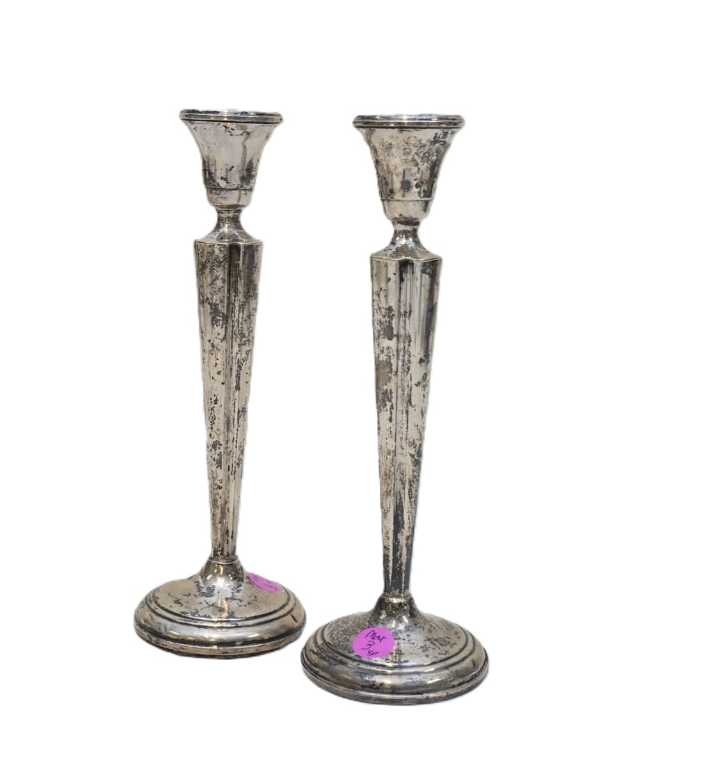 4 PC STERLING CANDLESTICKS, KIDDUSH CUPS - 2
