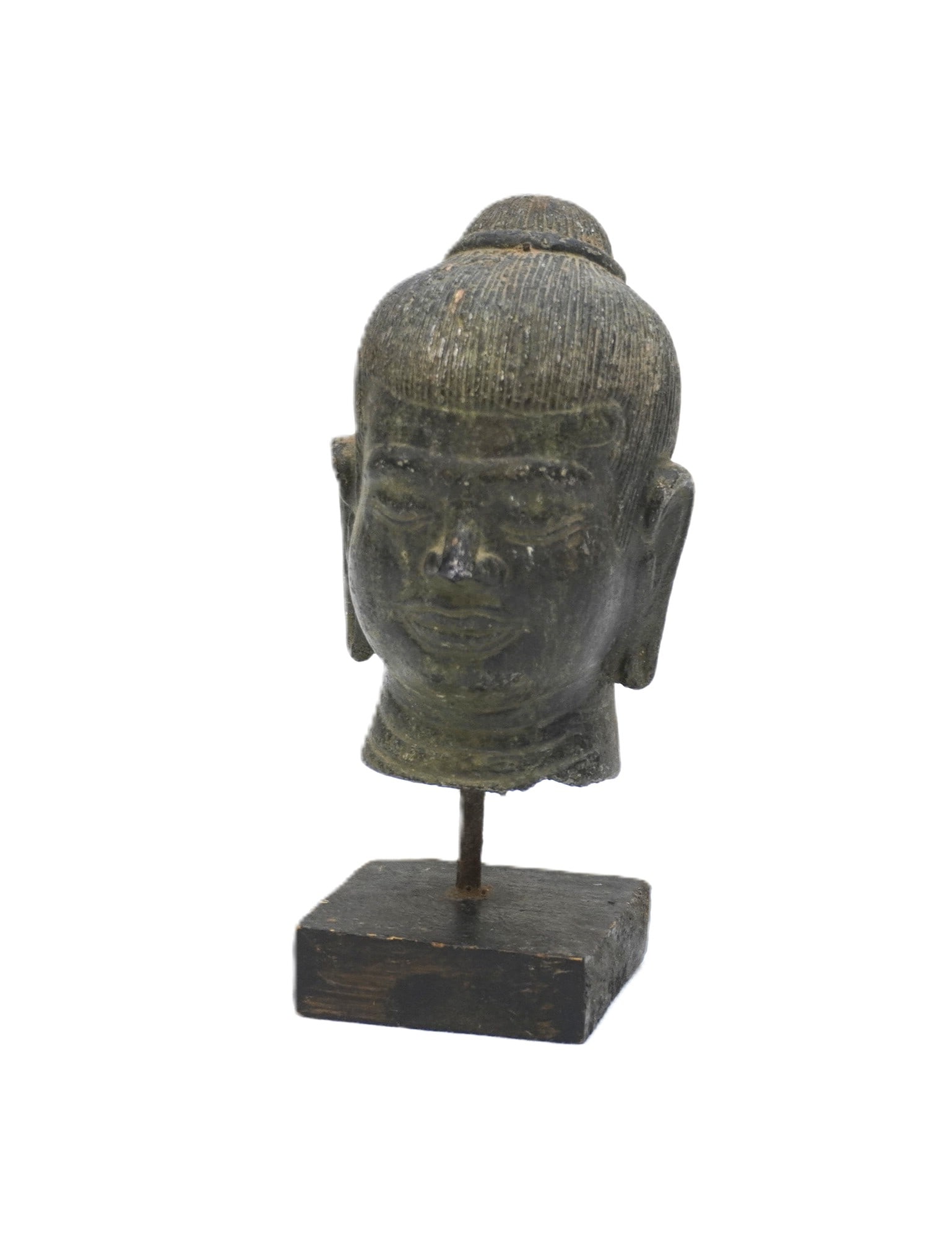 ANTIQUE KHMER BRONZE BUDDHA HEAD (1 of 4)