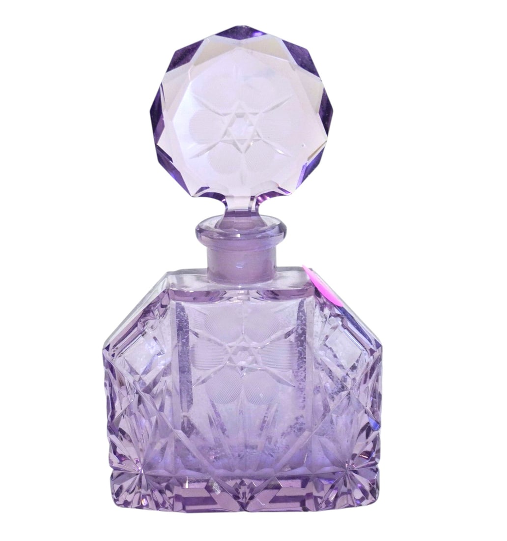 ART DECO CUT GLASS PERFUME BOTTLE W/ GEOMETRIC (1 of 3)