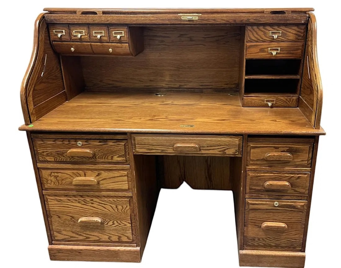 SOLID OAK ROLL TOP DESK WINNERS ONLY - 2