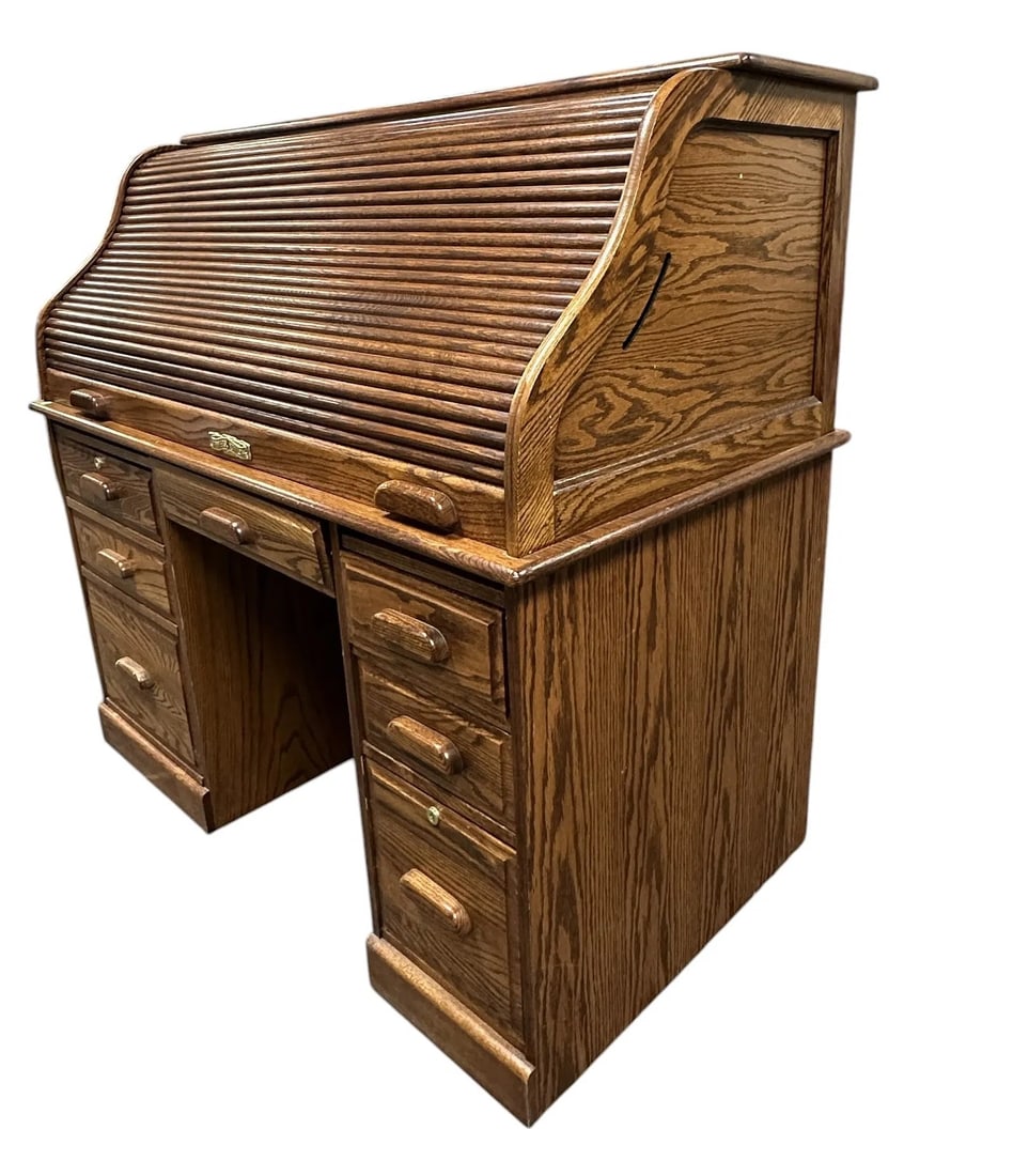 SOLID OAK ROLL TOP DESK WINNERS ONLY - 3