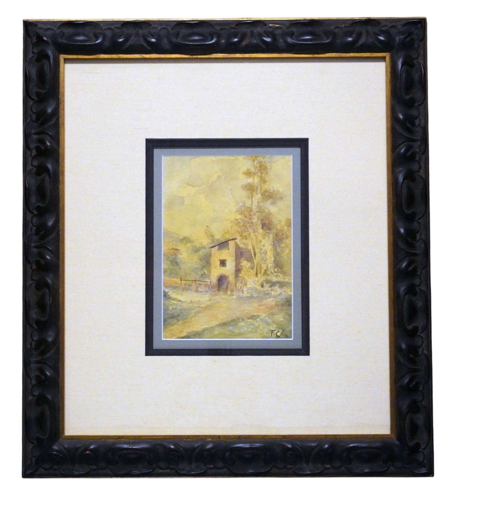 ANTIQUE PASTORAL WATERCOLOR SIGNED (1 of 4)