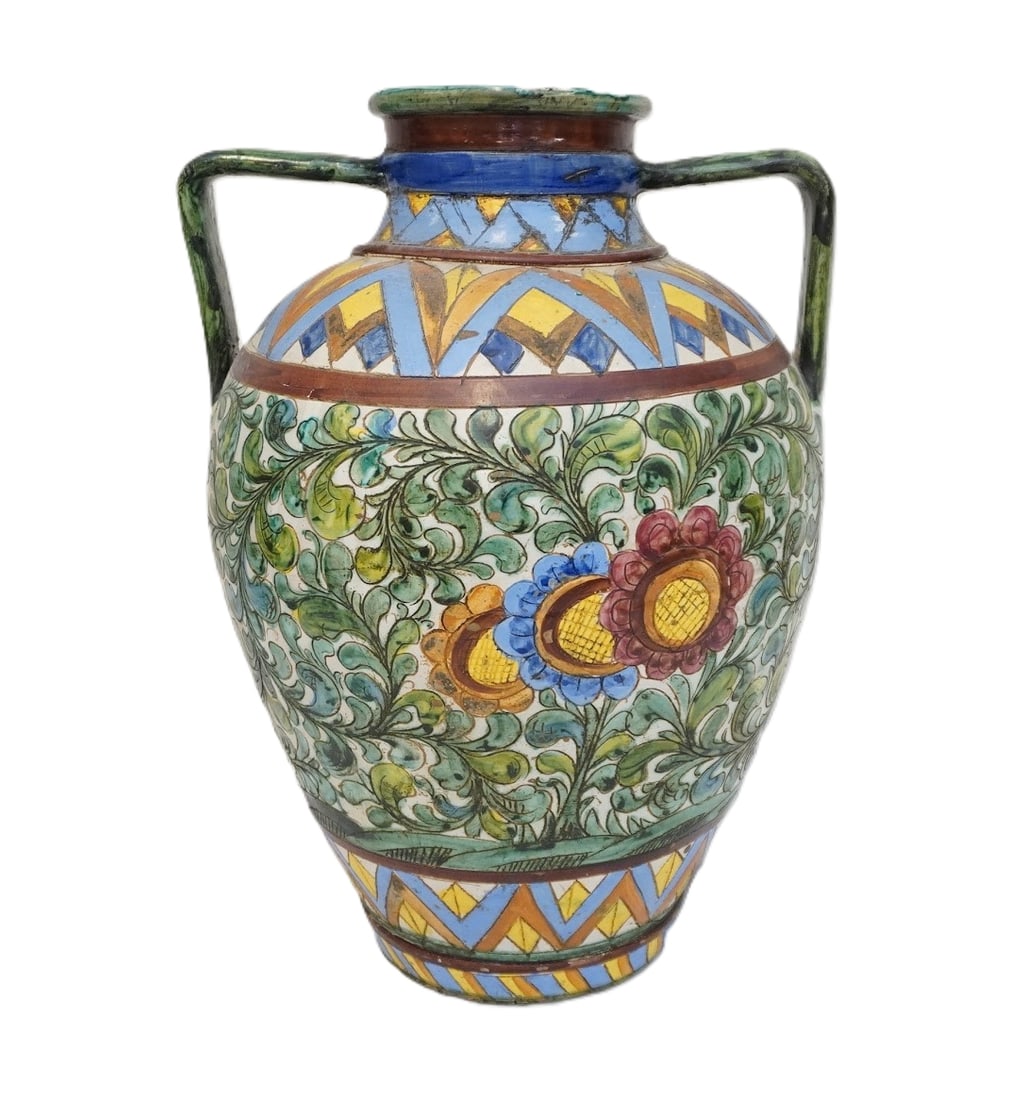 VINTAGE ITALIAN MAJOLICA SGRAFFITO POTTERY URN (1 of 5)