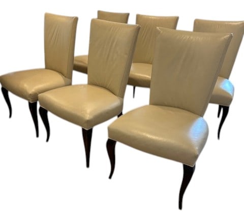 6 BAKER CREAM LEATHER DINING CHAIRS (1 of 3)