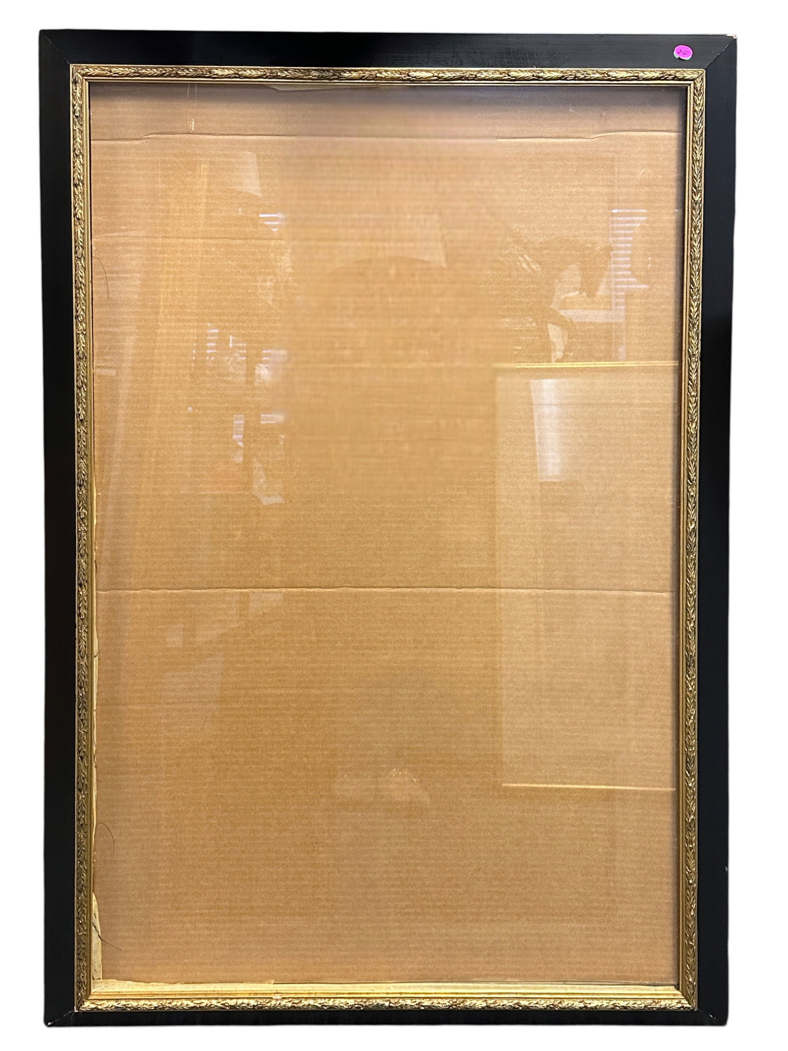 LARGE BLACK AND GILT FRAME WITH GLASS: Large Ebony with Gilded Accents Frame with Glass. Measures 44 1/4"x25"x30". Weight 16 lbs 3 oz. Provenance: A noted national interior designer **In house shipping available on this lot** If you win
