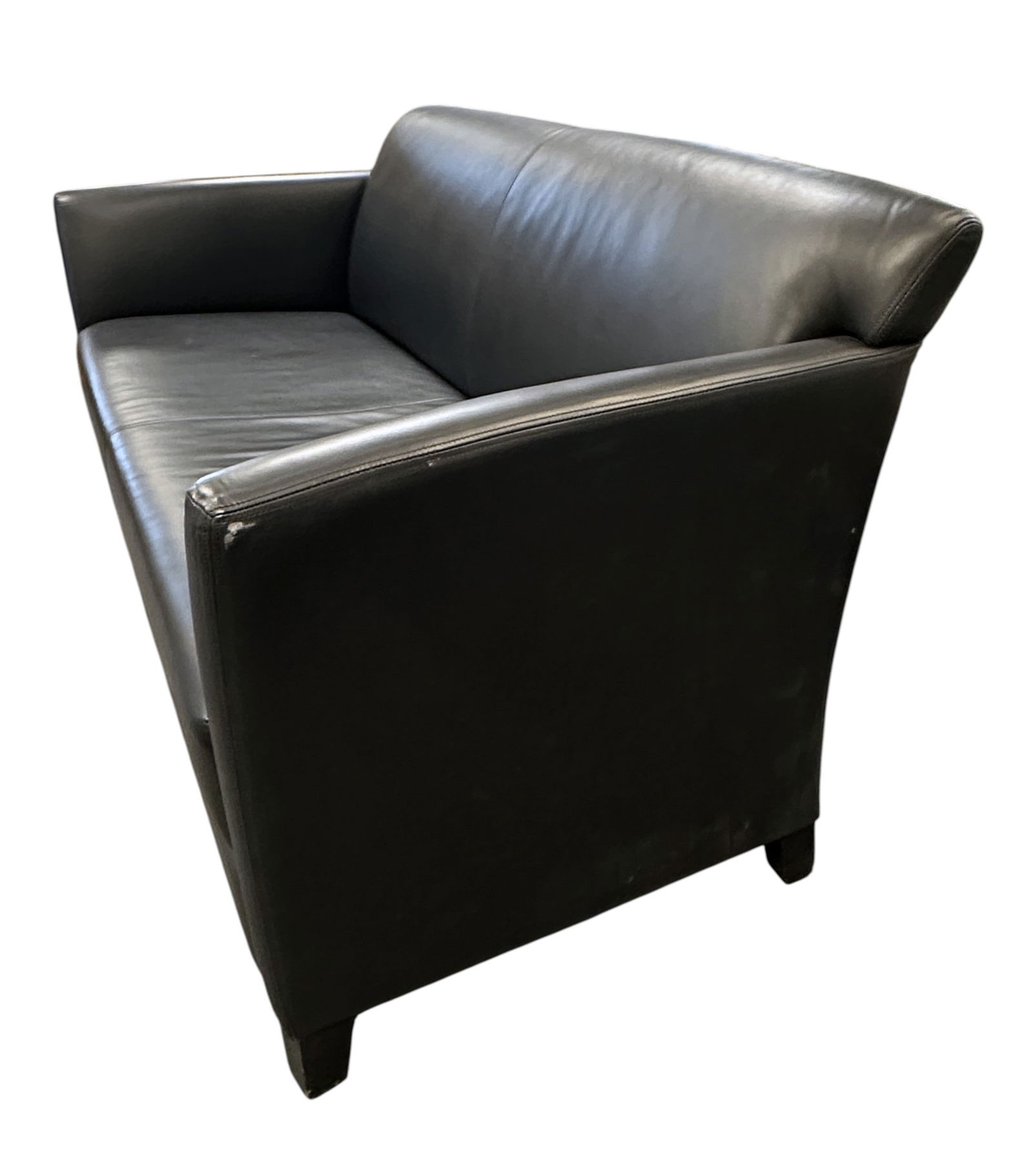 GEIGER BRICKELL BLACK LEATHER SETTEE WARD BENNETT - 3