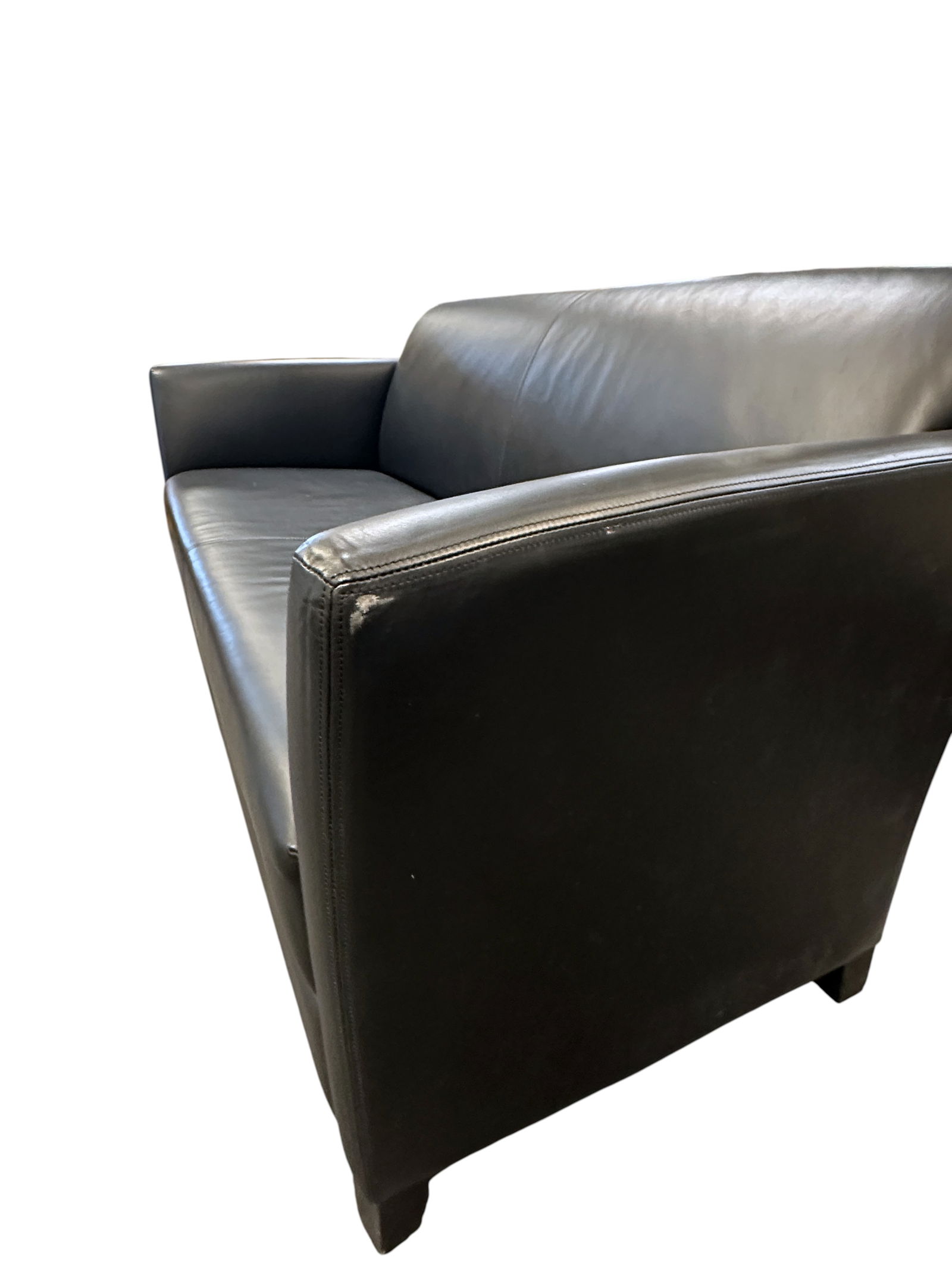 GEIGER BRICKELL BLACK LEATHER SETTEE WARD BENNETT - 4