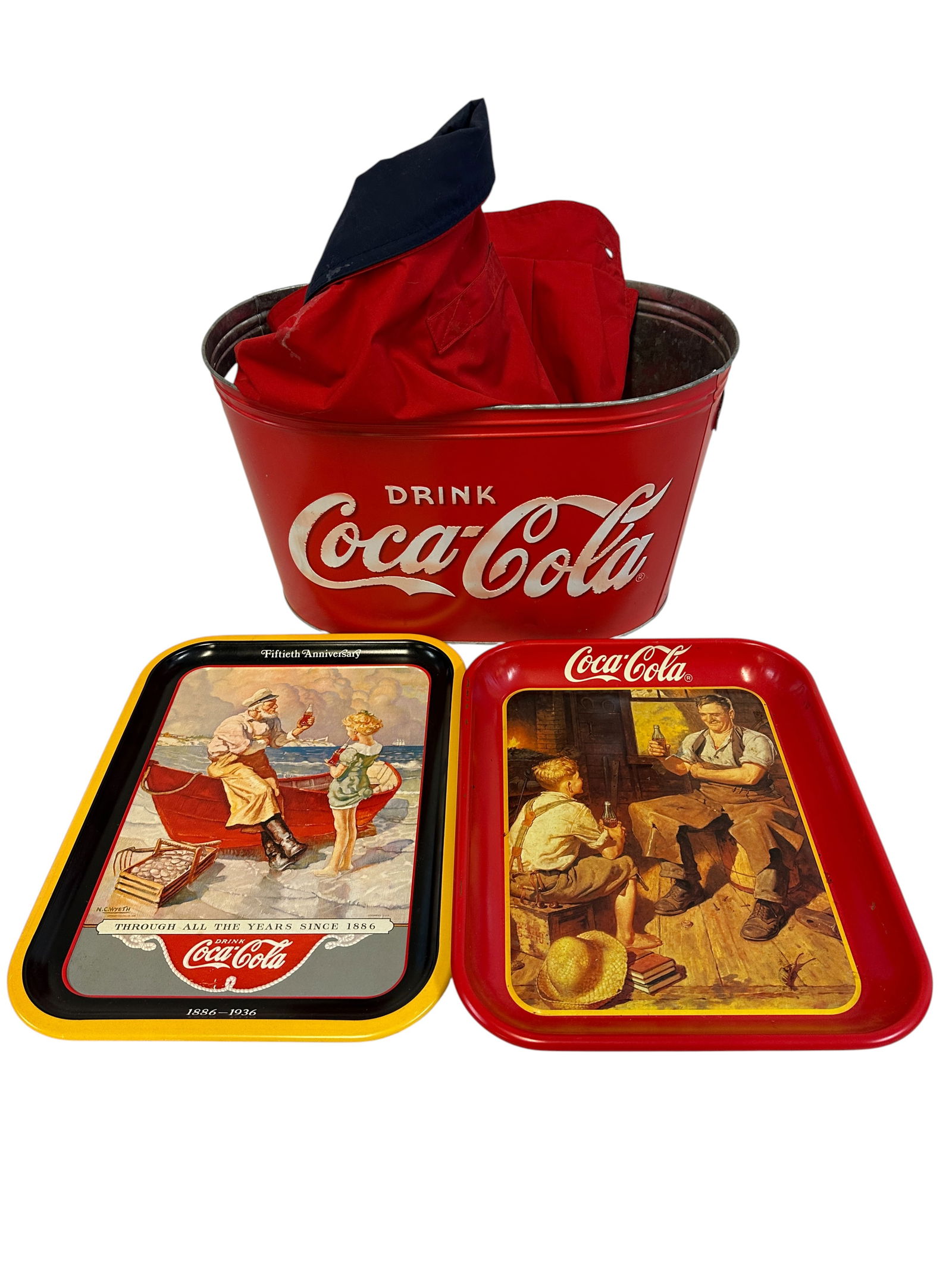 4 pc COCA COLA COLLECTIBLES TRAYS - JACKET - ICE TUB (1 of 2)