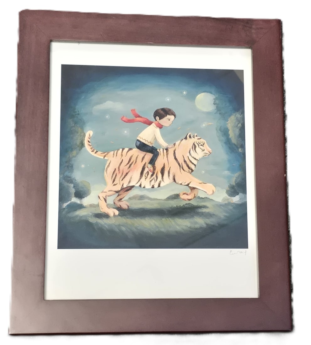 SIGNED EMILY MARTIN "DREAM ANIMALS - BOY RIDING A TIGER" ARCHIVAL ART PRINT" (1 of 3)