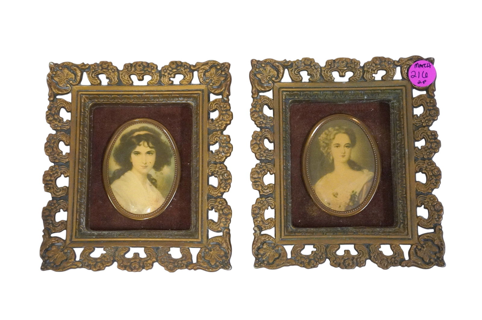 PAIR OF ORNATE OVAL PORTRAITS BY A CAMEO CREATION (1 of 3)