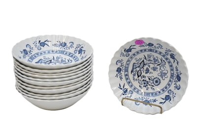 12 J&G MEAKIN BLUE NORDIC COUPE CEREAL BOWLS